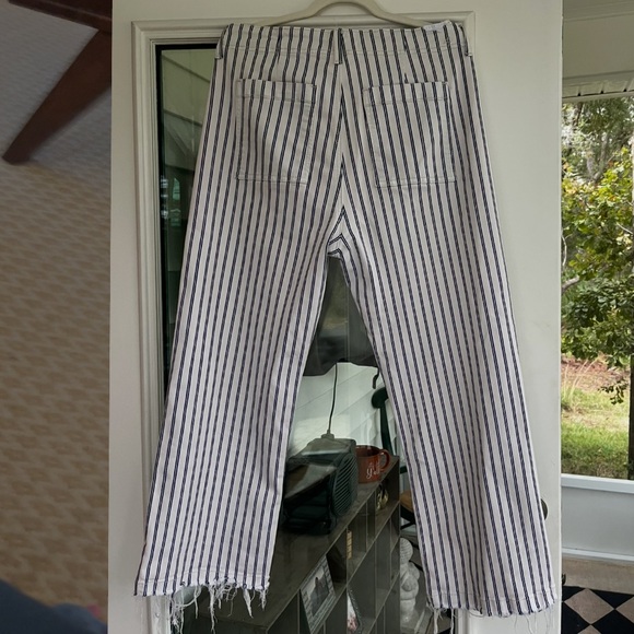 Sam Edelman Navy and White Striped Wide Leg Crop Pants - Picture 2 of 3